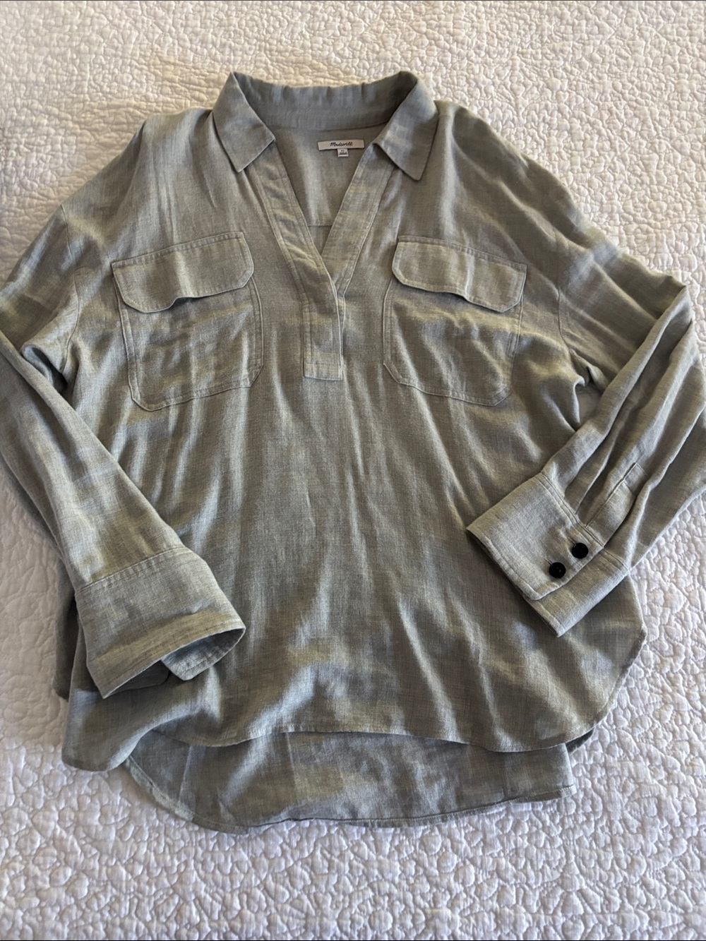 Madewell Light Sage Green V-Placket Utility Tunic